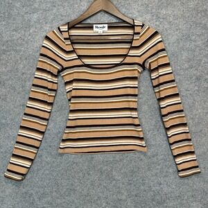 Rouje Paris Sia Wool Blend Top Women 36 Small Striped Scoop Neck French Designer